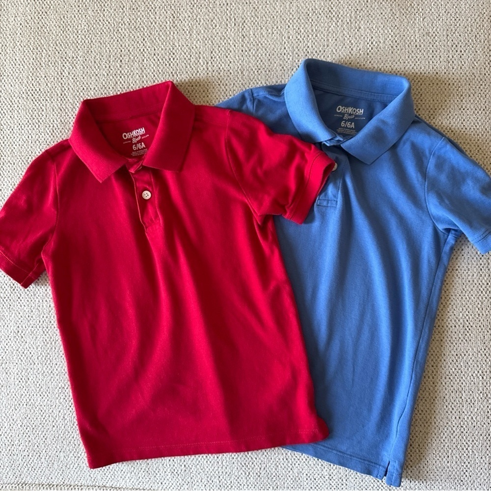 Oshkosh B’Gosh Boy’s 2 Polos Bundle Red/Blue Size 6/6A - Picture 9 of 10